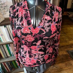 White House Black Market floral XXS peasant blouse